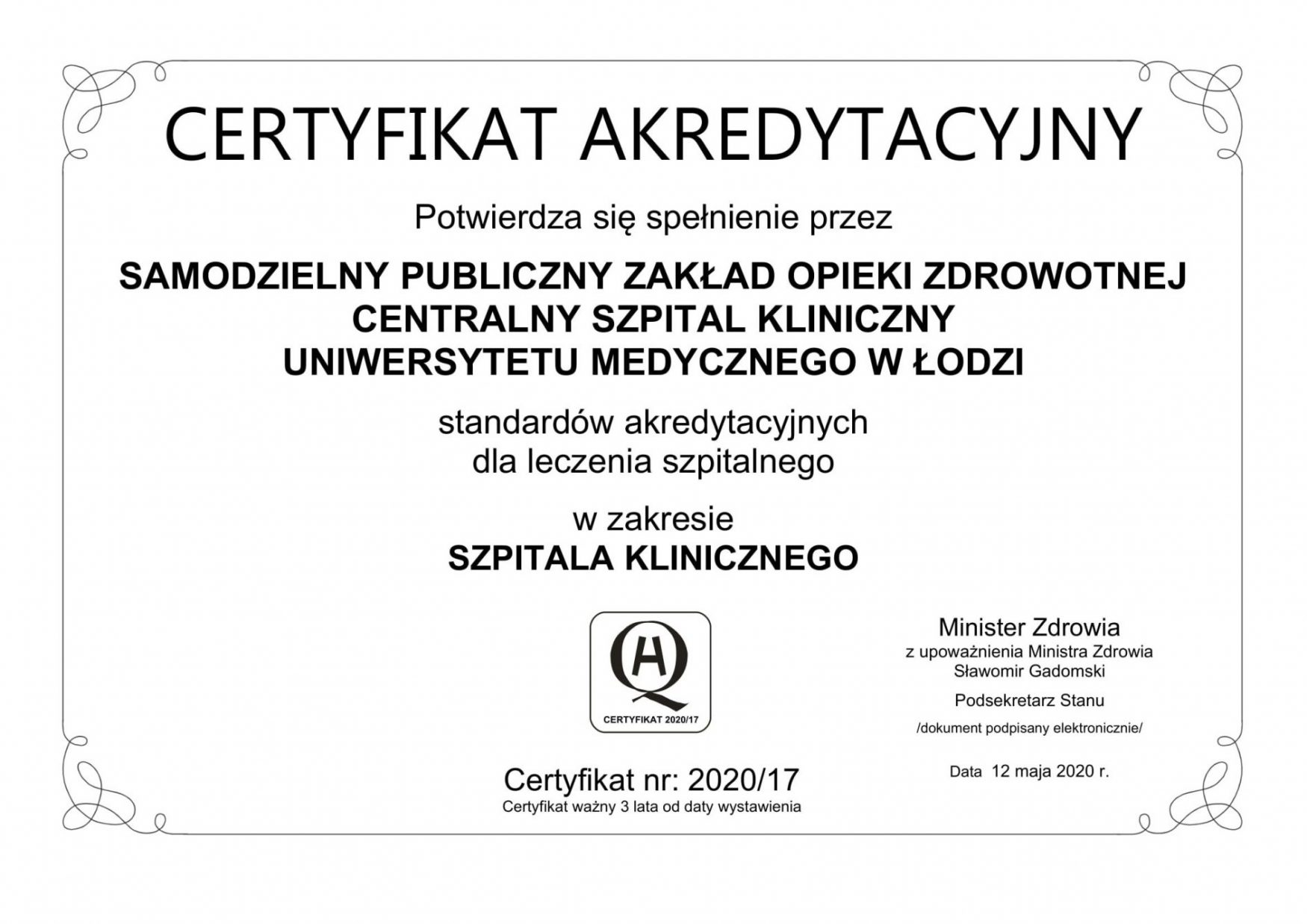 Certyfikat Akredytacyjny