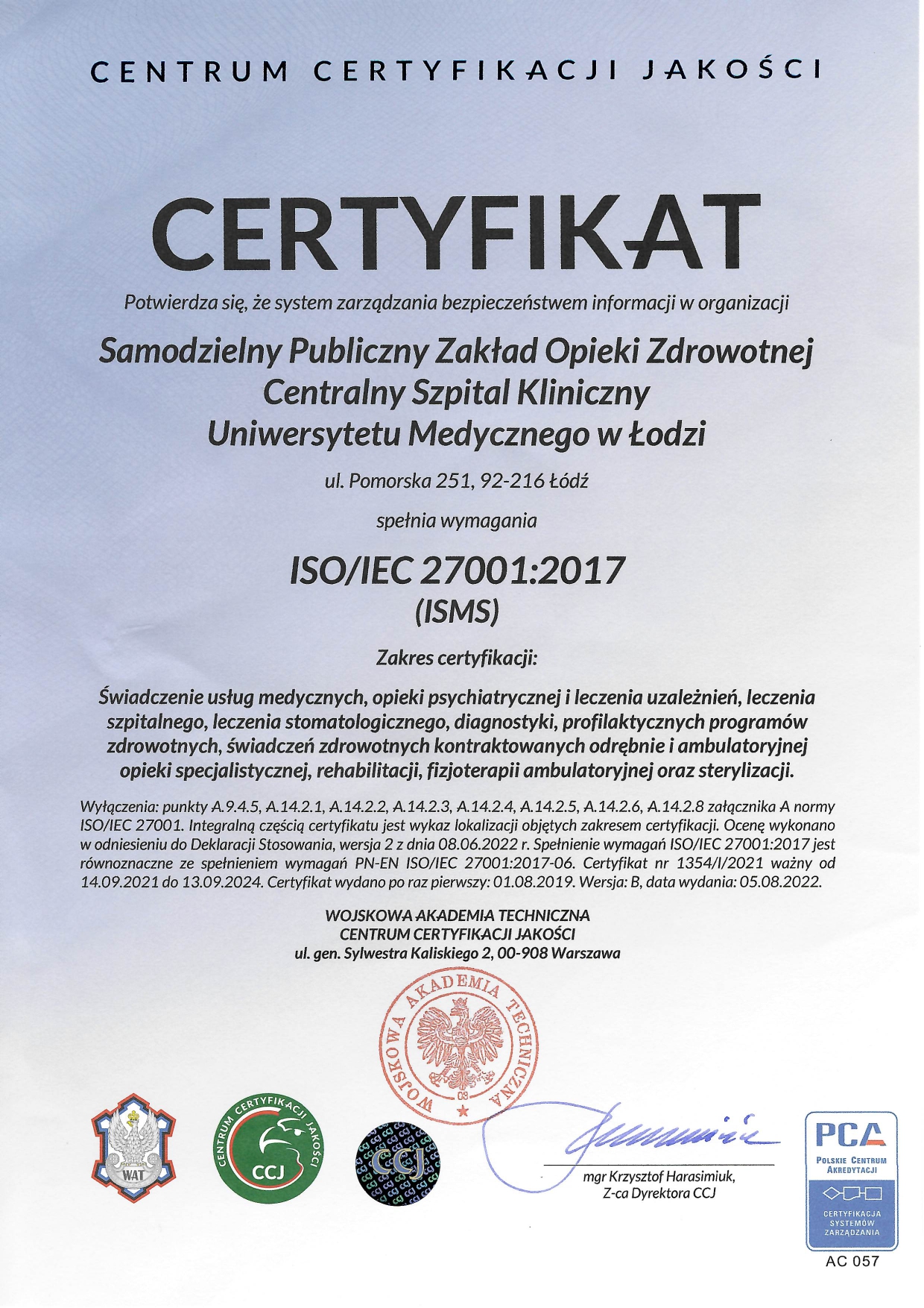 Certyfikat ISO 27001:2017