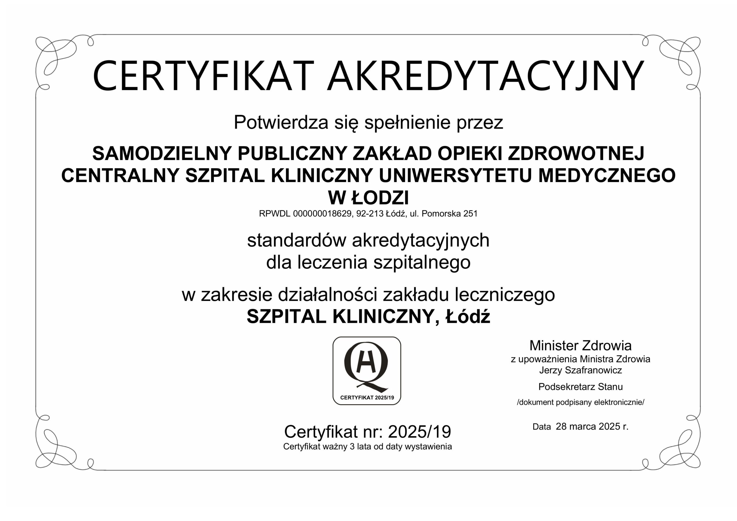 Certyfikat Akredytacyjny 2025