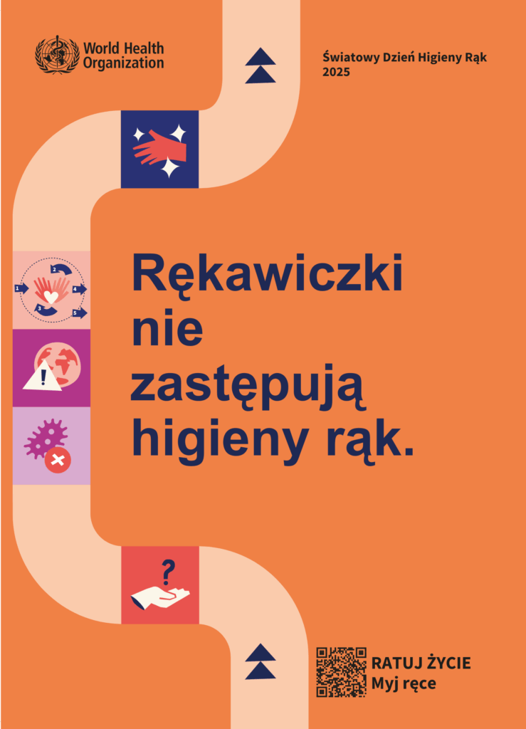 Plakat nawołujący do odpowiedniej higieny rąk.