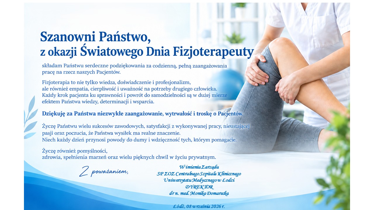 Dzień Fizjoterapeuty- życzenia od Dyrekcji Szpitala