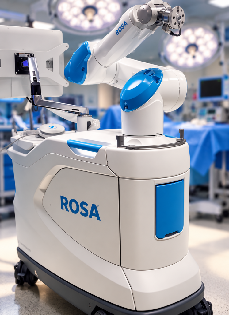 Robot Rosa w Klinice Ortopedii z Pododdziałem Ortopedii Dziecięcej. Obraz częściowo wygenerowany przez AI.