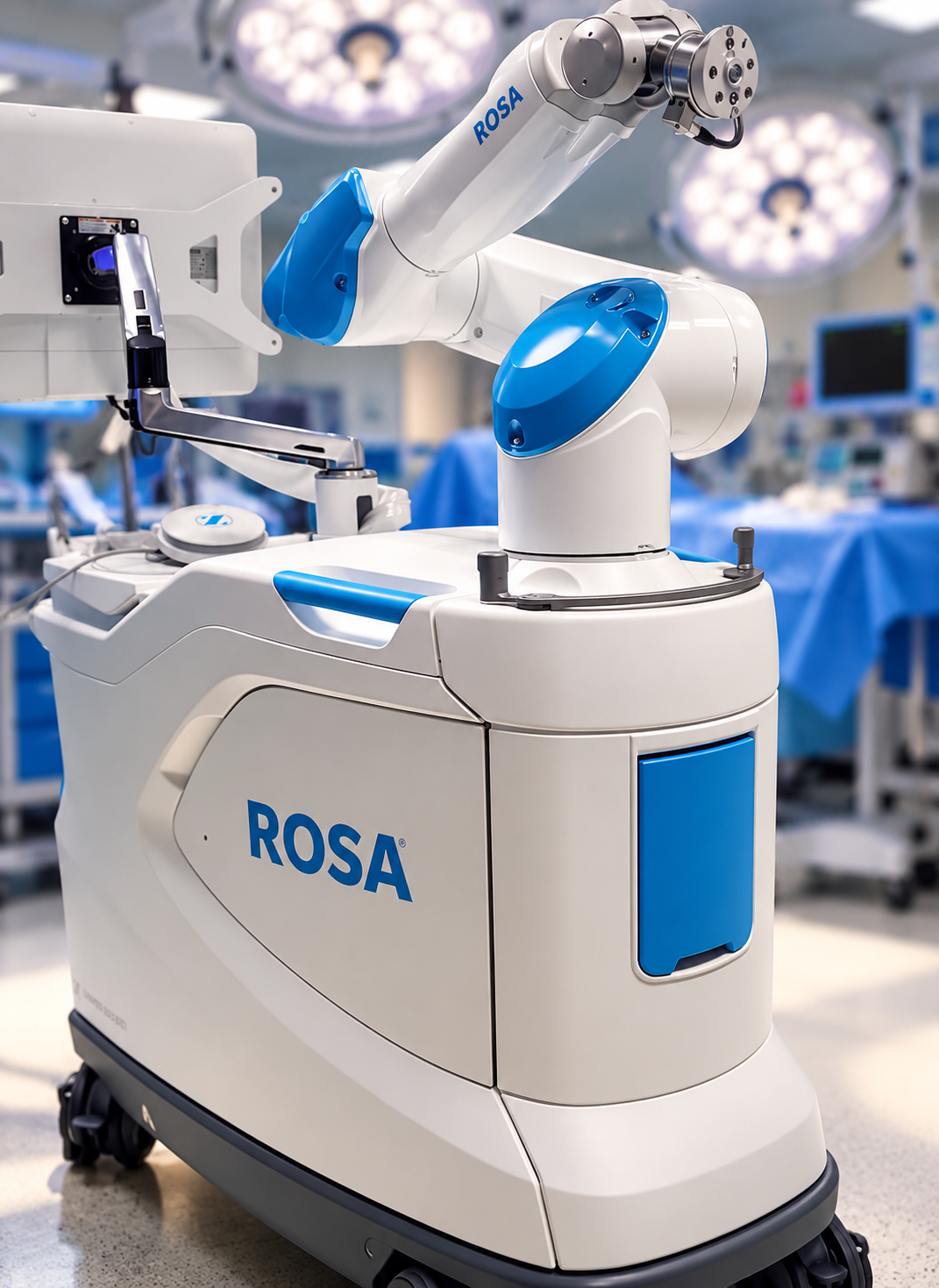 Robot Rosa w Klinice Ortopedii z Pododdziałem Ortopedii Dziecięcej. Obraz częściowo wygenerowany przez AI.