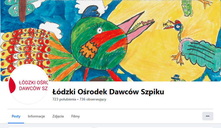Strona Łódzkiego Ośrodka Dawców Szpiku na Facebook'u